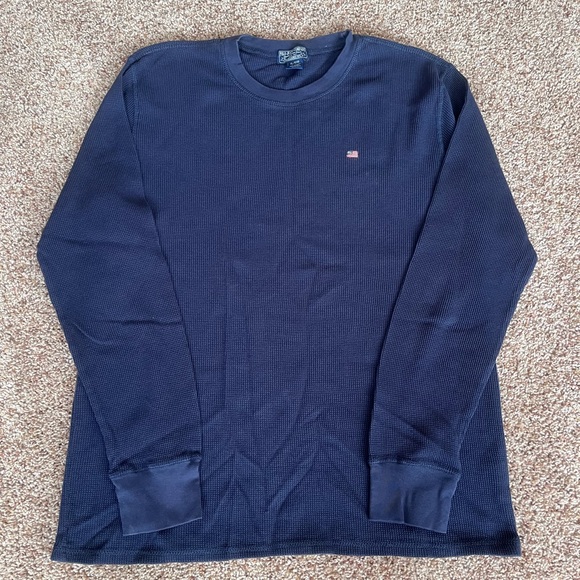 Polo Ralph Lauren Other - Vintage 90s Polo Jeans Navy Blue Thermal‎ Waffle Knit Crewneck Long Sleeve Shirt